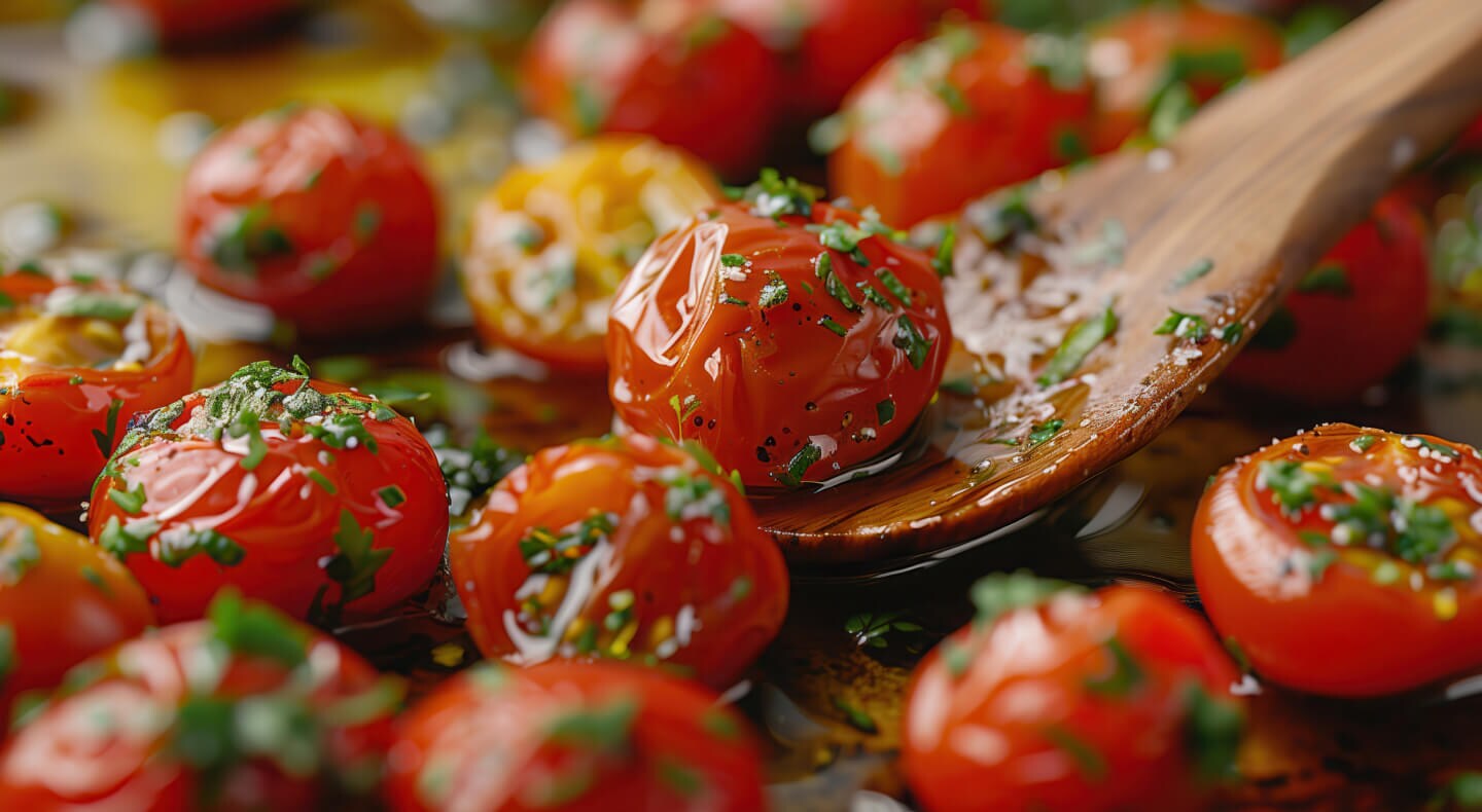 Confit tomatoes and herbs