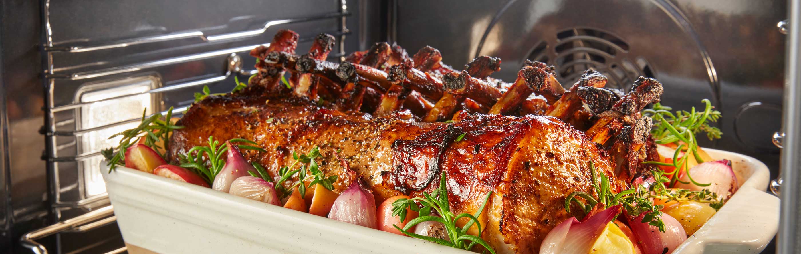 A roast inside an oven