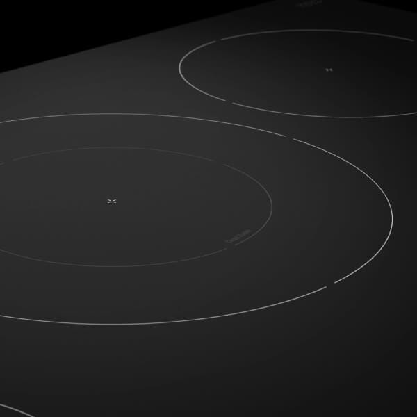 Smooth surface of a ceramic glass cooktop and burners