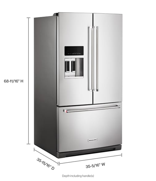 Standard-depth refrigerator with dimensions shown Standard-depth refrigerator with dimensions shown