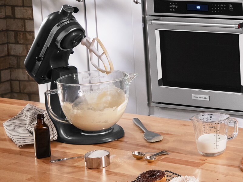 KitchenAid® stand mixer with ingredients next to it KitchenAid® stand mixer with ingredients next to it