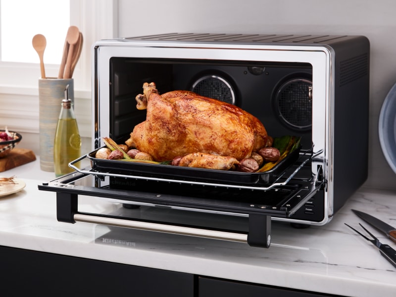 Roasted chicken in KitchenAid® countertop oven Roasted chicken in KitchenAid® countertop oven