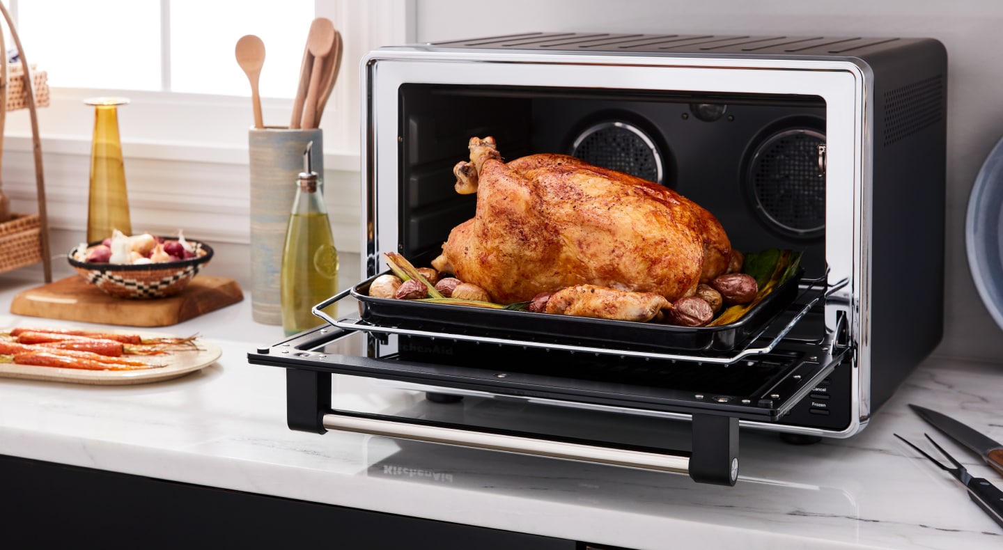 Roasted chicken in KitchenAid® countertop oven Roasted chicken in KitchenAid® countertop oven