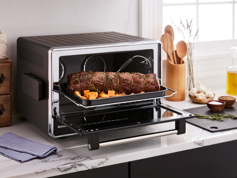 Roast cooking inside a toaster oven