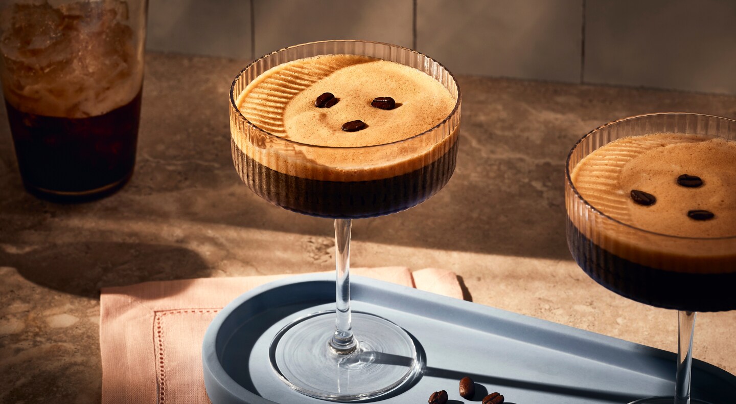  Espresso martini garnished with three coffee beans