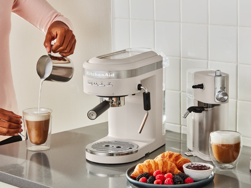 A white KitchenAid® espresso maker A white KitchenAid® espresso maker