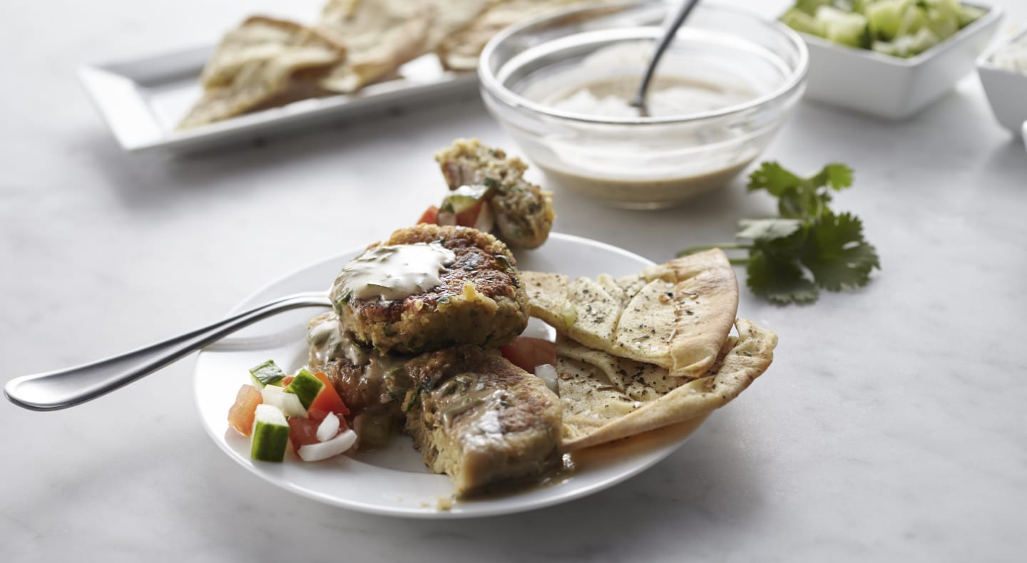 Pita and meatballs on a plate Pita and meatballs on a plate