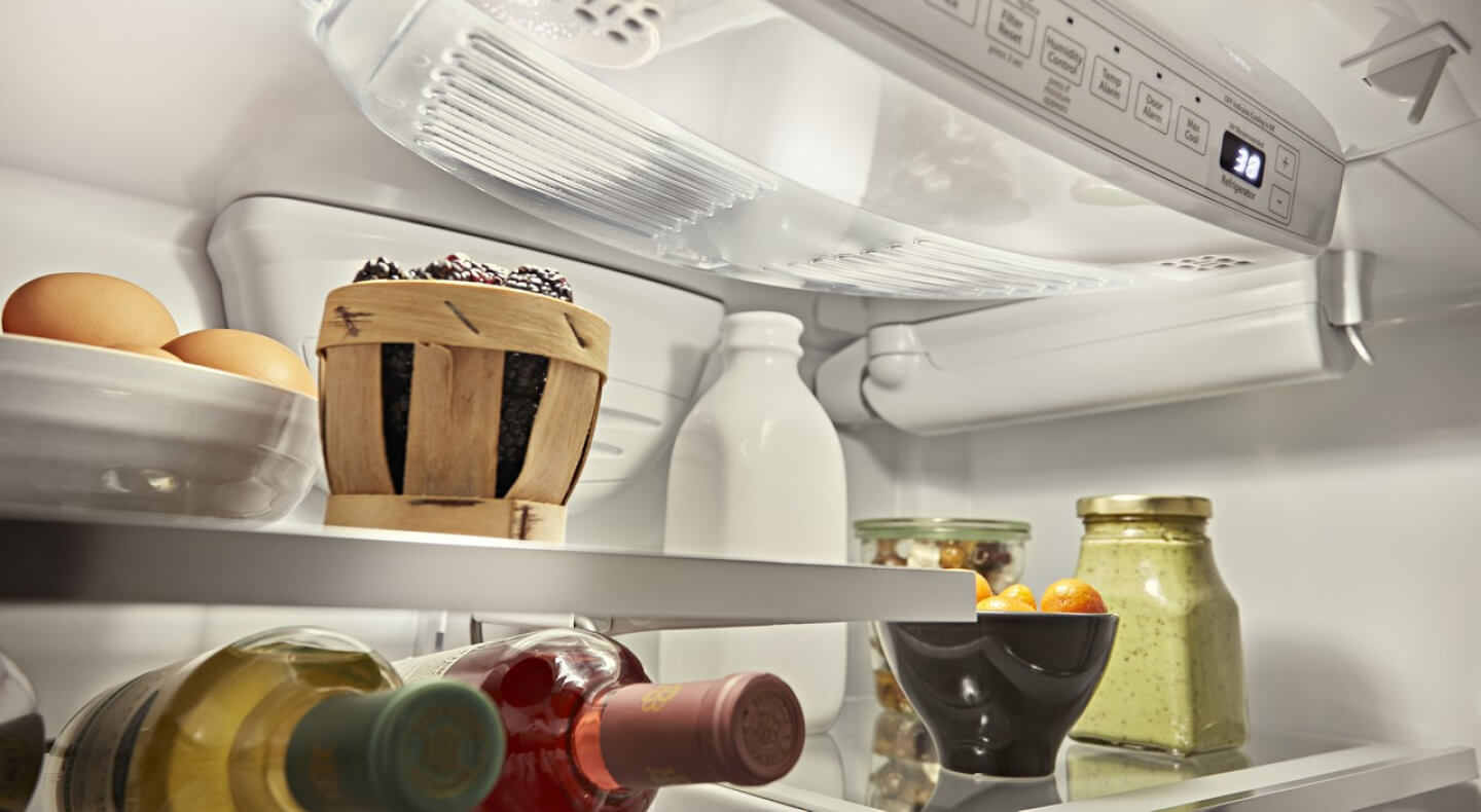 The interior of a well-stocked refrigerator The interior of a well-stocked refrigerator