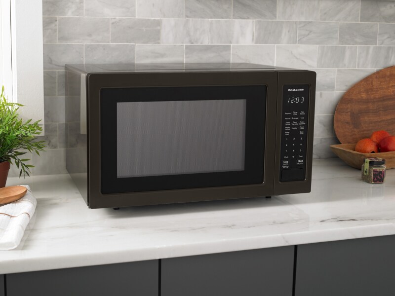 Black countertop microwave