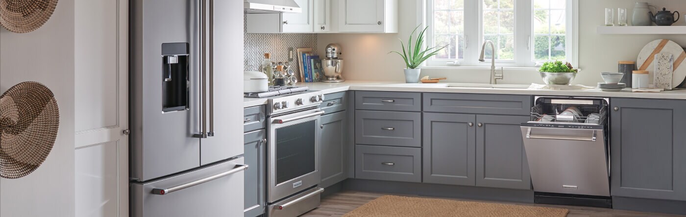 A bright kitchen with stainless steel appliances