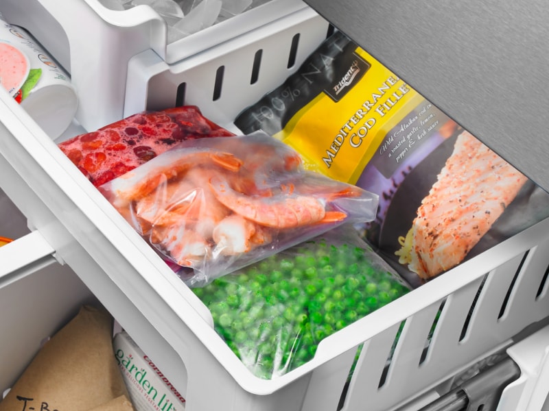Packaged food in freezer