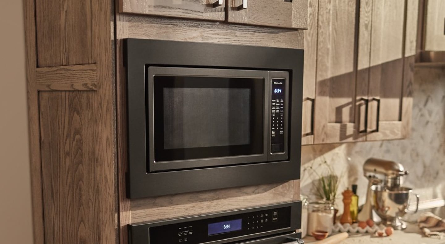 Built-in KitchenAid® microwave in a kitchen Built-in KitchenAid® microwave in a kitchen