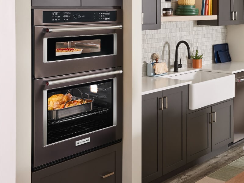 KitchenAid® built-in combination oven in a kitchen KitchenAid® built-in combination oven in a kitchen