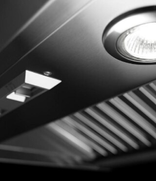 The underside of a KitchenAid® range hood