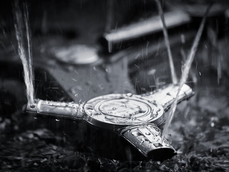 Close-up of dishwasher spray arm