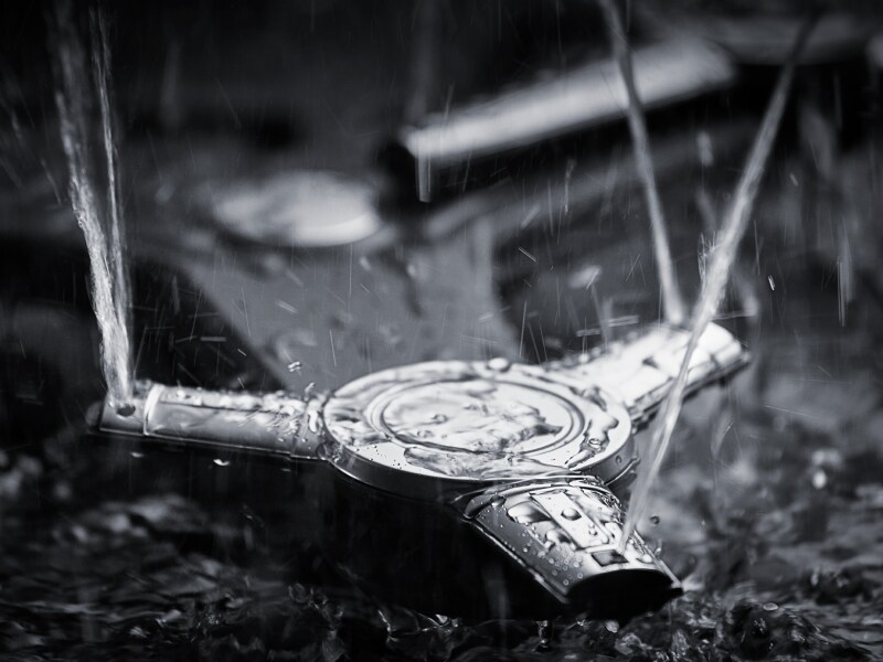 Close-up of dishwasher spray arm