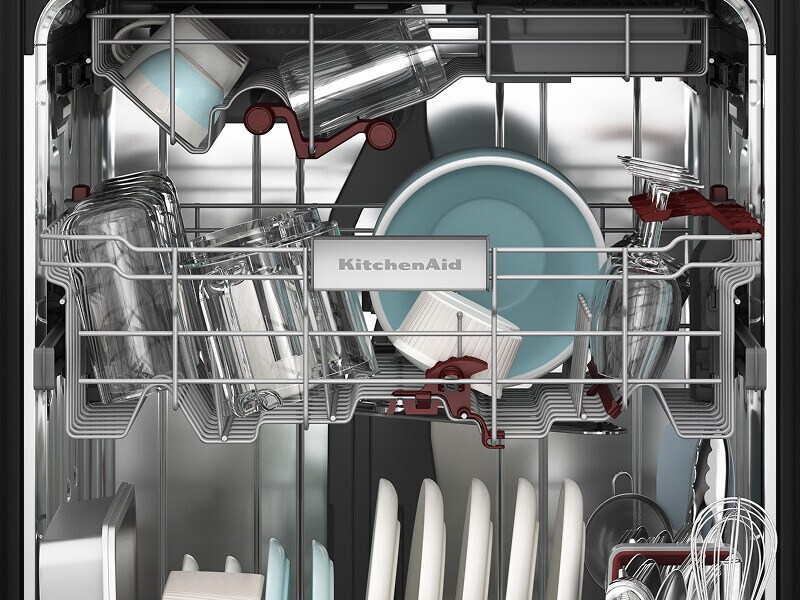 Open view of a large capacity dishwasher