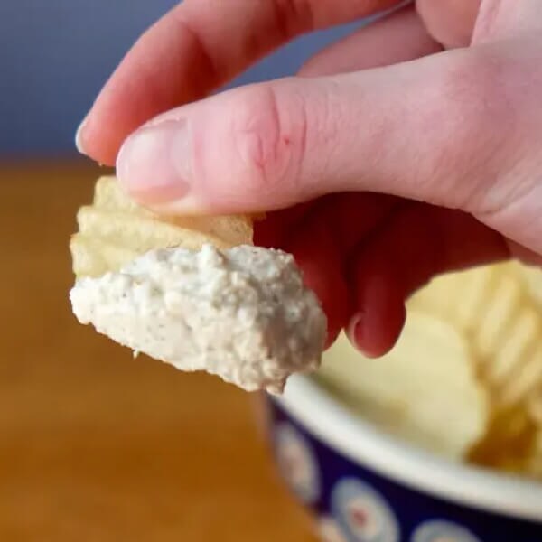 Chip with cottage cheese dip