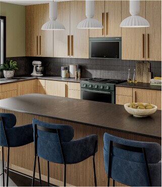 Modern kitchen with island countertop