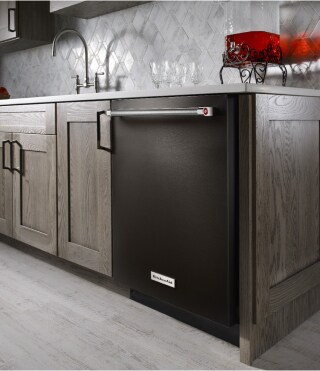 Top control dishwasher in a modern kitchen