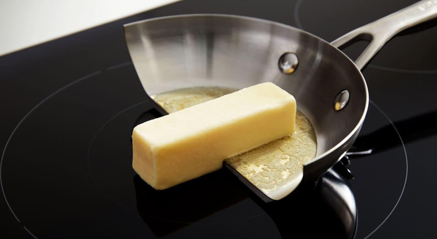 Butter cooking on pan but not on the surface of an induction cooktop Butter cooking on pan but not on the surface of an induction cooktop
