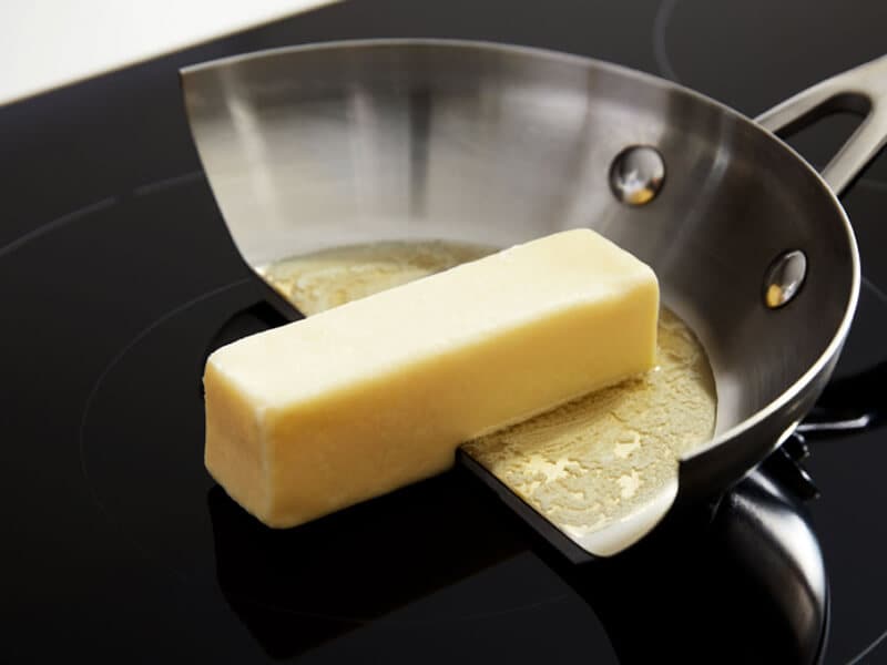 Butter cooking on pan but not on the surface of an induction cooktop Butter cooking on pan but not on the surface of an induction cooktop