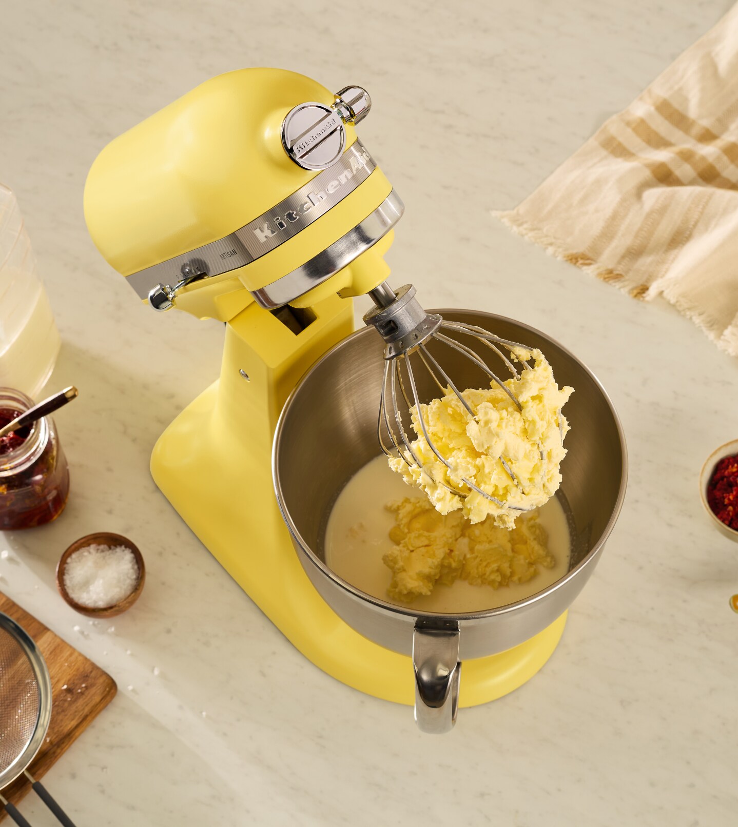 An Artisan® Series Stand Mixer in Butter.