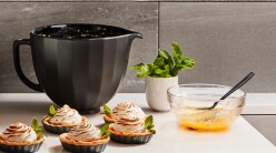 A KitchenAid Stand Mixer Bowl with several completed tarts