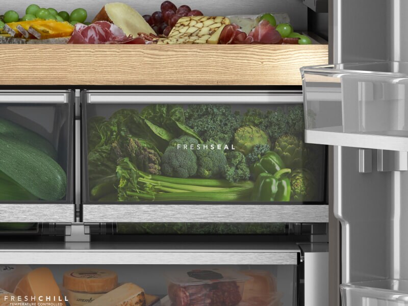 A produce drawer in a refrigerator