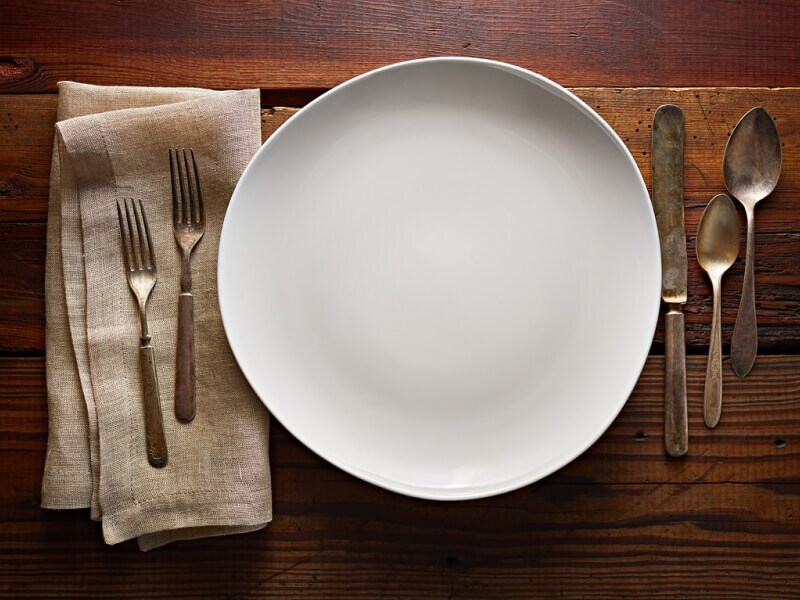 A place setting with an empty plate
