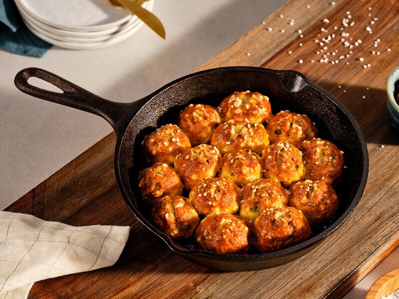 Food in a cast iron pan