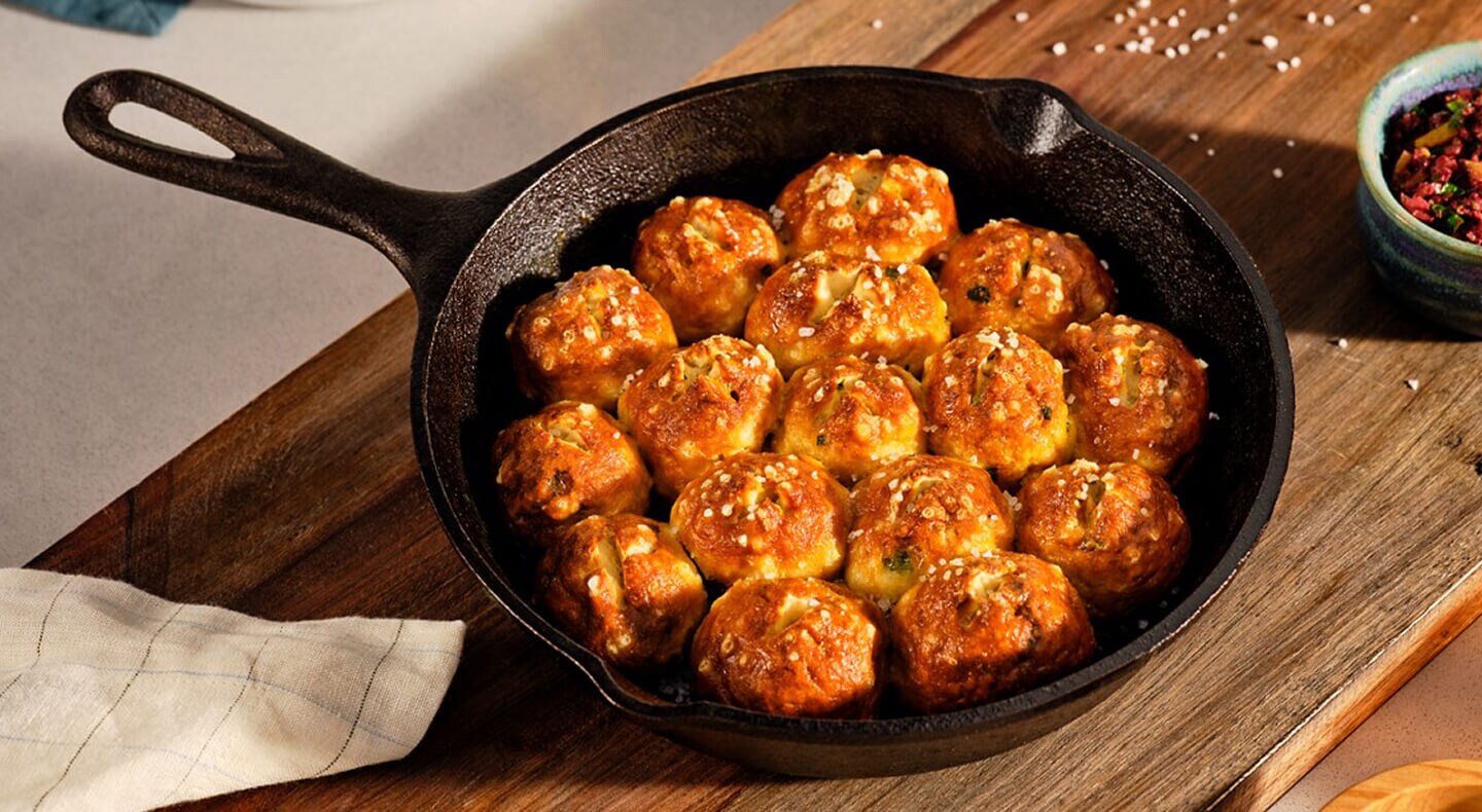 Food in a cast iron pan