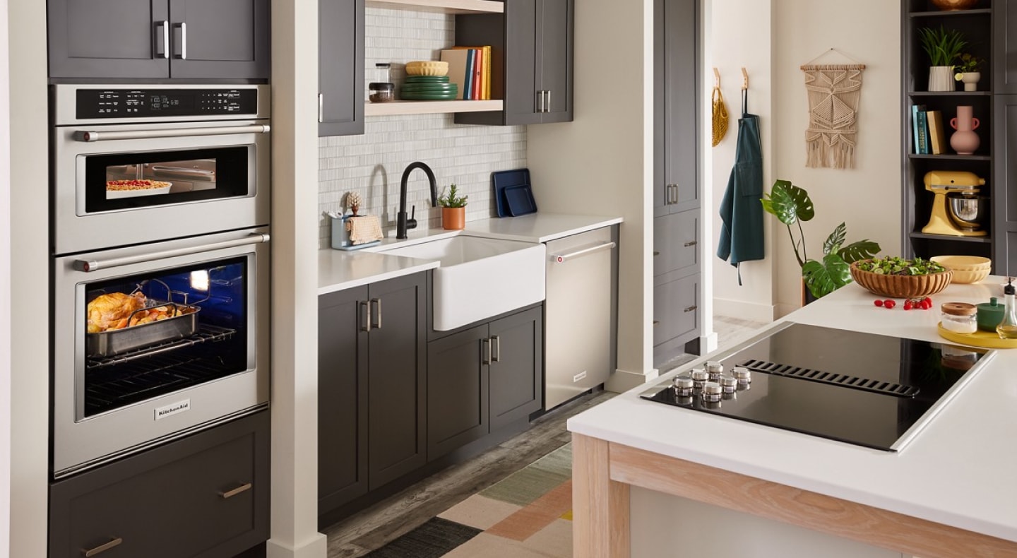 A KitchenAid® combination wall oven in a kitchen
