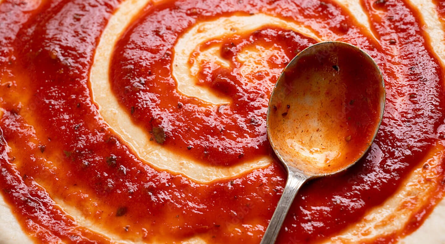 Sauce on a pizza