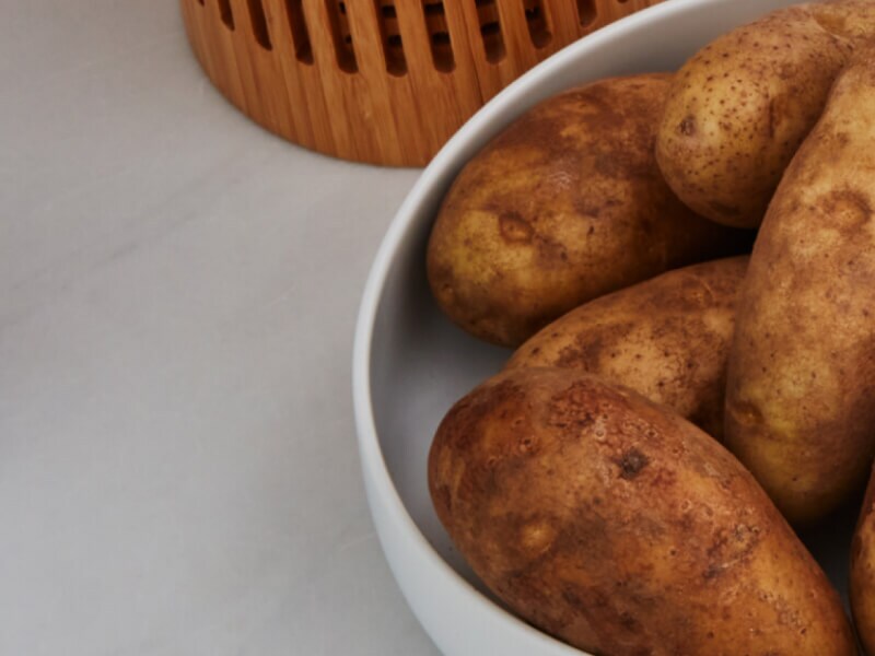 Potatoes in a bowl on a countertop