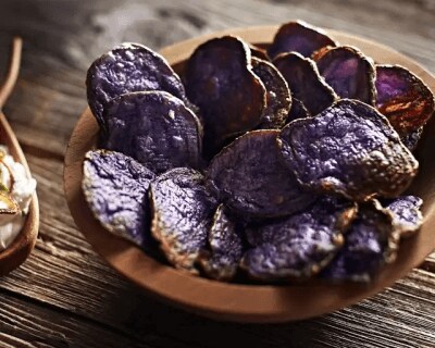 Homemade purple potato chips