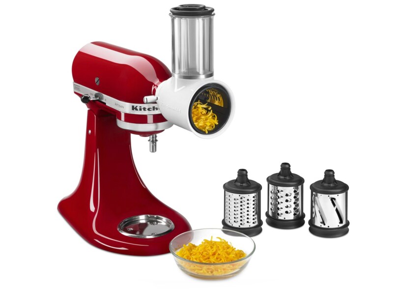 Red KitchenAid® Stand Mixer with Fresh Prep Slicer/Shredder Attachment