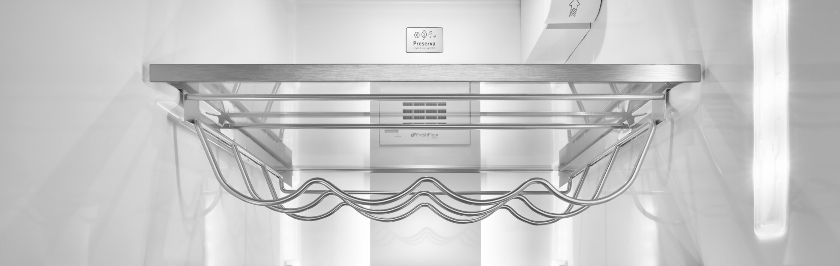 KitchenAid® refrigerator with an interior bottle rack