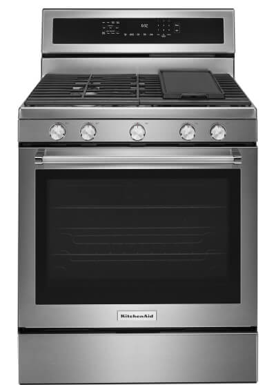 KitchenAid® 30-Inch 5 Burner Gas Convection Range with Griddle Attachment