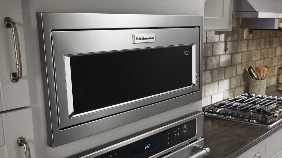 A KitchenAid® microwave installed over a wall oven A KitchenAid® microwave installed over a wall oven