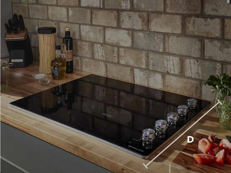 KitchenAid® electric cooktop depth measurement