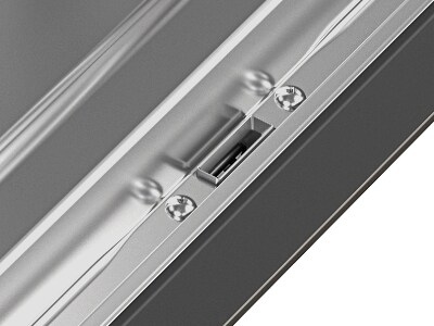 Close up image of a dishwasher door latch