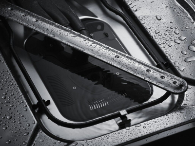 A closeup of a KitchenAid® dishwasher heating element.