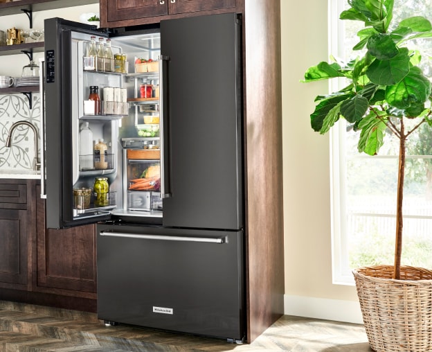 KitchenAid® French Door Refrigerator with door open