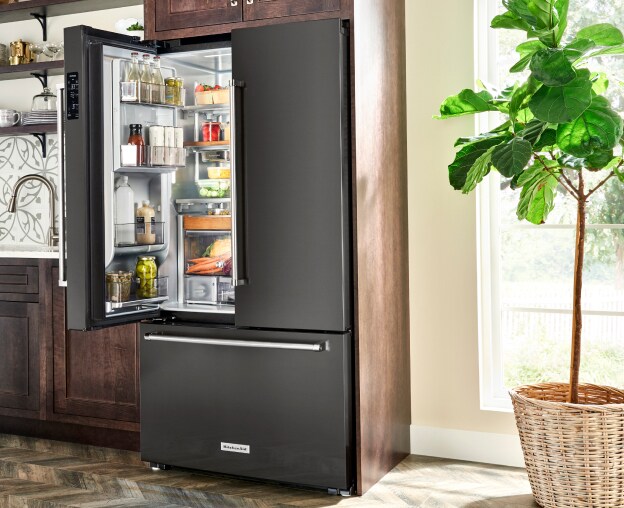 KitchenAid® French Door Refrigerator with door open