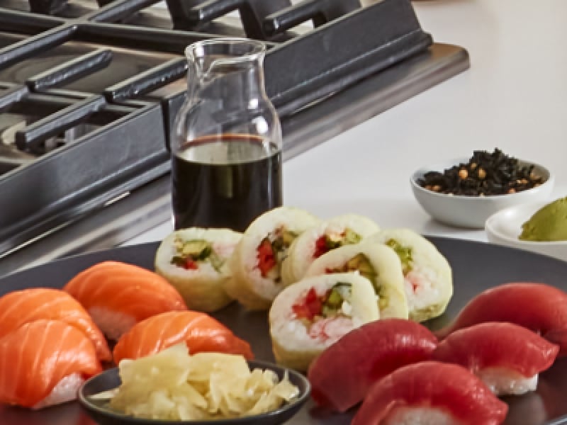 Soy sauce and sushi