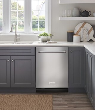Top control dishwasher in a modern kitchen