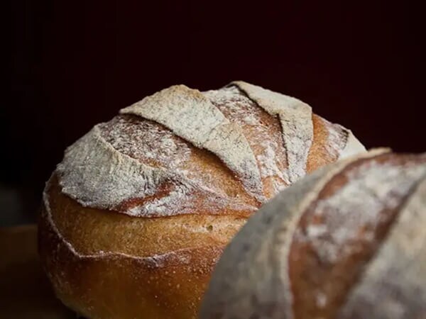 A close-up of freshly baked bread 