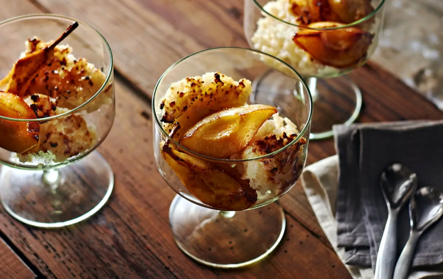 Caramelized fruit in a dish Caramelized fruit in a dish