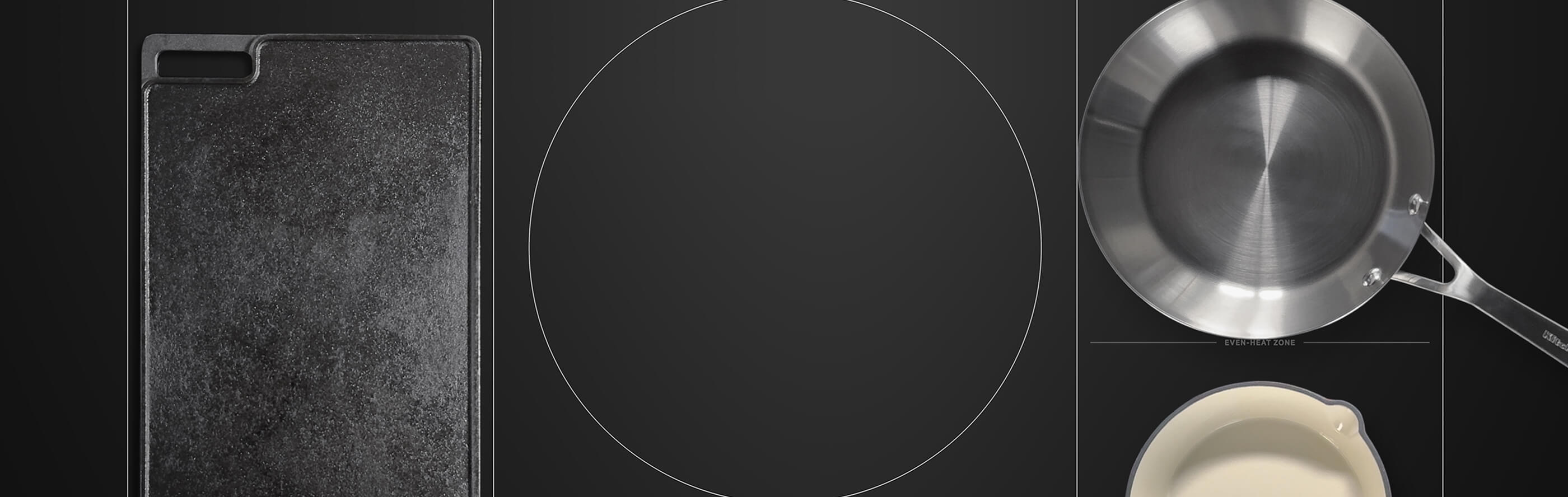 Pots and pans on a glass stovetop